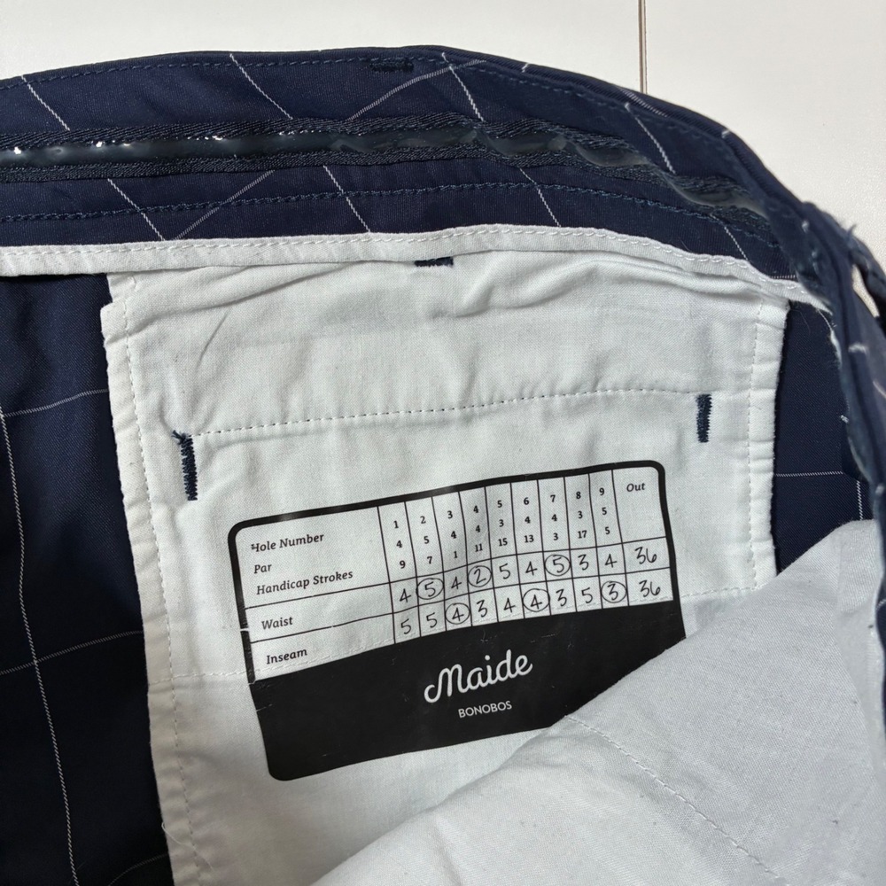 Bonobos Maide Golf Pants 36x36 Navy Blue Windowpane Plaid Performance - Picture 3 of 9